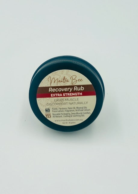Mantra Bee Recovery Rub Extra Strength container on a white background